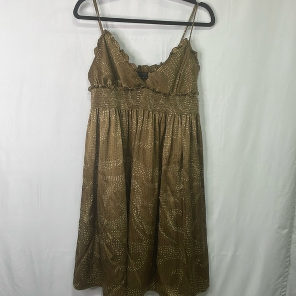 🏁 BCBG Maxazria brown, and cream silk sundress